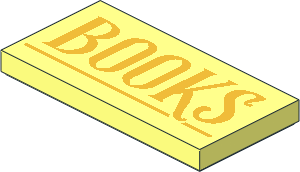 Tile  2 x  4 with Metallic Gold "BOOKS" Pattern