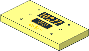 Tile  2 x  4 with Gold "10277" and Yellow "Ce 6/8" with 6 Rivets Pattern