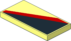 Tile  2 x  4 with Black Triangle on Bottom Right and Red Diagonal Stripe Pattern