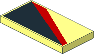 Tile  2 x  4 with Black Triangle on Bottom Left and Red Diagonal Stripe Pattern