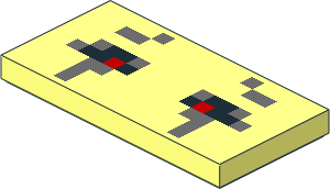 Tile  2 x  4 with Black, Dark Bluish Grey and Red Pixelated Eyes Pattern