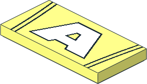 Tile  2 x  4 with White "A" and  4 Black Lines Pattern