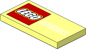 Tile  2 x  4 with Lego Logo and White "#LEGOSDCC" Pattern
