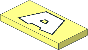 Tile  2 x  4 with Black Outlined White "A" Pattern