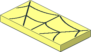 Tile  2 x  4 with Black Spider Web Pattern