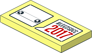 Tile  2 x  4 with Brickheadz "#LEGOSDCC" "2017" Pattern