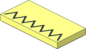 Tile  2 x  4 with Black Zigzag Pattern