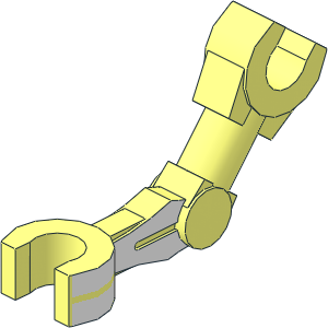 Minifig Mechanical Arm Bent with Clips at 90 Degrees with White Pattern on Left Side