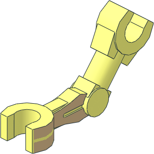 Minifig Mechanical Arm Bent with Clips at 90 Degrees with Tan Pattern on Left Side