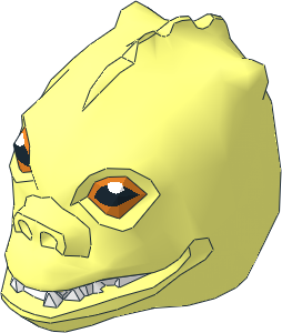 Minifig Head Trandoshan with White Teeth and Orange Eyes with Black and White Pupil Pattern