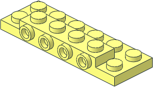 Plate  2 x  6 x  0.667 with Four Studs On Side and Four Raised