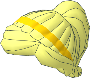 Minifig Hair with Ponytail and Swept Sideways Fringe with Yellow Hairband Pattern