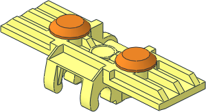Technic Chain Tread 5 Wide Reinforced with 2 Orange Rubber Feet