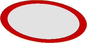 Sticker  3.6 x  4 Oval Mirror with Red Frame