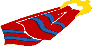 Sticker  3 x  1.3 Towel Red with Blue Stripes Hanging