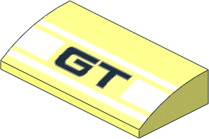 Slope Brick Curved  2 x  4 with Underside Studs with White Racing Lines and "GT" Pattern