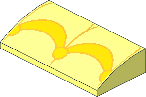 Slope Brick Curved  2 x  4 with Underside Studs with Yellow Arches and Circles Pattern