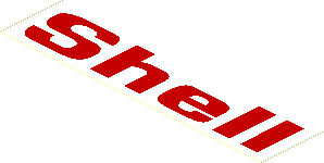 Sticker  1.9 x  7.9 with Red "Shell" on White Background