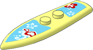 Minifig Surf Board  2 x  6.5 with Hearts and Flowers Sticker