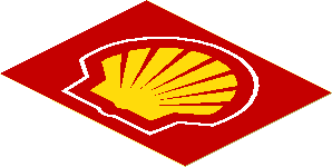 Sticker  2.3 x  2.9 with Shell Logo on Red Background