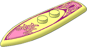 Minifig Surf Board  2 x  6.5 with Pink Flames Pattern