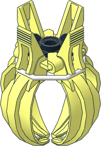 Crane Jaw Curved x 4 with Black Technic Pin Connector and White Rubber Belt