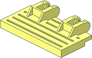 Hinge Tile  2 x  4 with Ribs Locking without Rear Reinforcements,  9 Teeth