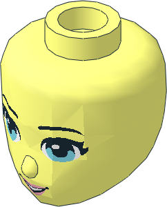 Figure Friends Female Head with Light Blue Eyes, Pink Lips and Open Mouth Pattern