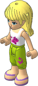 _Figure Friends Stephanie with Lime Cropped Trousers, White Top