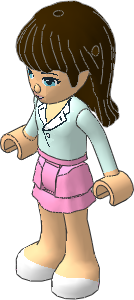 _Figure Friends Sophie with Bright Pink Layered Skirt, Light Aqua Long Sleeve Blouse Top