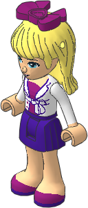 _Figure Friends Stephanie with Dark Purple Pleated Skirt, Magenta Top with White Jacket
