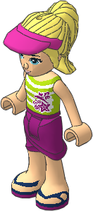 _Figure Friends Stephanie with Magenta Wrap-around Skirt, Lime Top with White Stripes, Dark Pink Visor