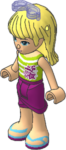 _Figure Friends Stephanie with Magenta Wrap-around Skirt, Lime Top with White Stripes, Sunglasses