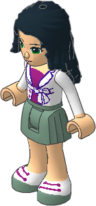 _Figure Friends Emma with Sand Green Pleated Skirt, Magenta Top with White Jacket