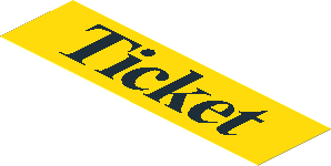 Sticker  1.1 x  3.9 with Black "Ticket" on Yellow Background