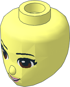 Figure Friends Female Head with Brown Eyes, Bright Pink Lips and Open Mouth Pattern