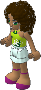 _Figure Friends Andrea with Light Aqua Layered Skirt, Lime Halter Neck Top