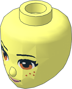 Figure Friends Female Head with Light Brown Eyes, Freckles, Pink Lips and Closed Mouth Pattern