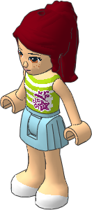 _Figure Friends Mia with Light Blue Pleated Skirt, Lime Top with White Stripes