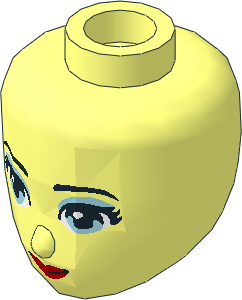 Figure Friends Female Head with Light Blue Eyes with Eye Shadow, Red Lips and Closed Mouth Pattern