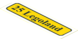 Sticker  1.1 x  3.9 with Black "25 Legoland" Bus Rollsign