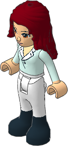 _Figure Friends Theresa with White Riding Pants, Light Aqua Long Sleeve Blouse Top