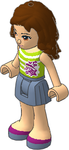 _Figure Friends Olivia with Sand Blue Pleated Skirt, Lime Top with White Stripes