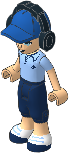_Figure Friends Andrew with Dark Blue Cropped Trousers, Bright Light Blue Polo Shirt, Blue Cap with Headphones