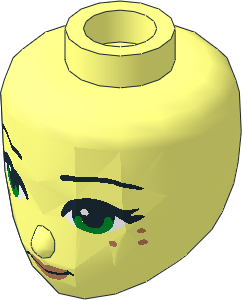 Figure Friends Head with Green Eyes, Nougat Lips, Freckles and Closed Mouth Pattern