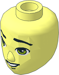 Figure Friends Male Head with Lime Eyes, Smile with Teeth and Lime Elves Tribal Pattern