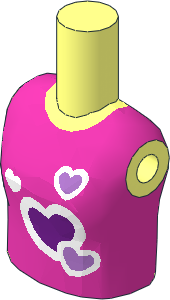 Figure Friends Girl Torso with Dark Pink Vest Top with Hearts Pattern