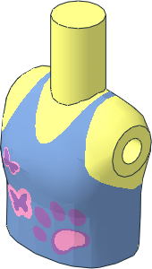 Figure Friends Girl Torso with Medium Blue Halter Top with Paw and Butterflies Pattern