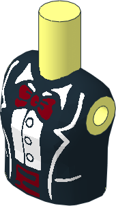 Figure Friends Girl Torso with Black Jacket Formal with Bow Tie and Cummerband Pattern