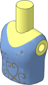 Figure Friends Girl Torso with Medium Blue Top with Silver Stars and Scrolls Pattern